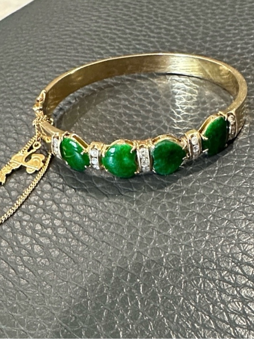 14k Diamond/Jade Bracelet with Charm